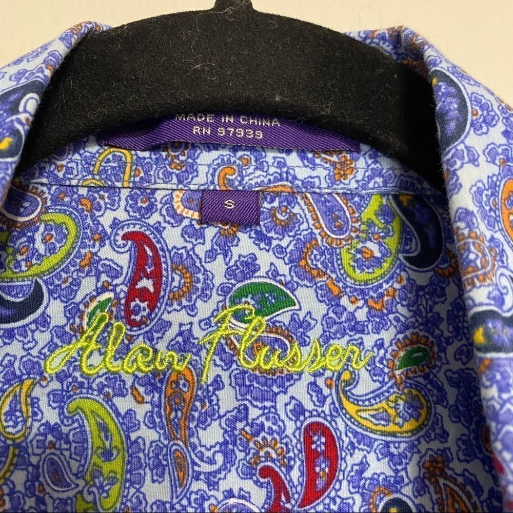 Alan Flusser Blue Paisley Button Up‎ - Picture 5 of 9